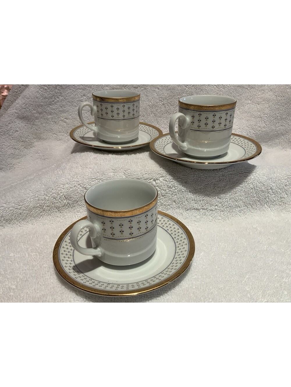 Vintage Set of Three Tirschenreuth Bavaria 4oz. Demitasse Cups and Saucers